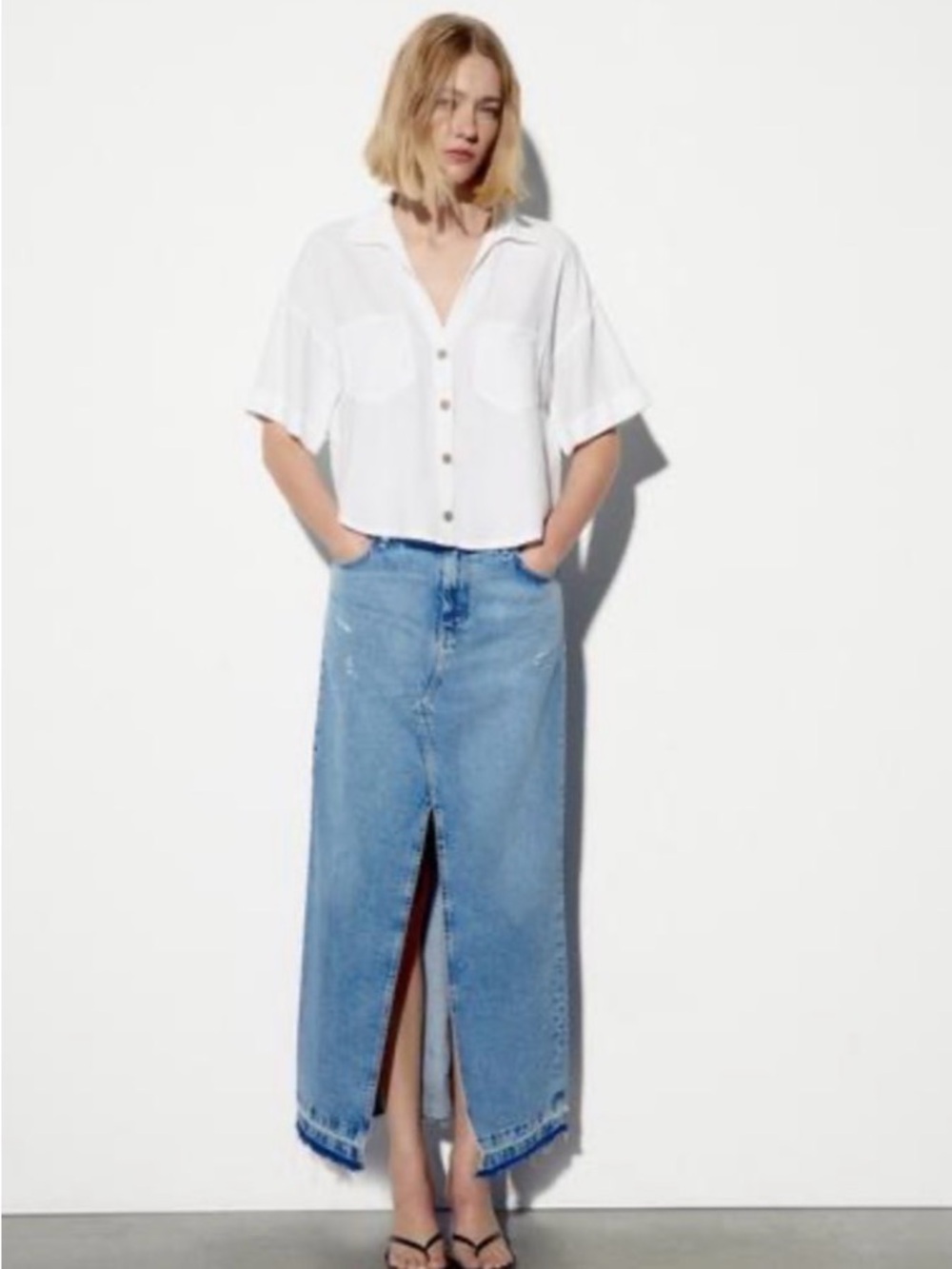 Zara Cream Linen-Look Shirt